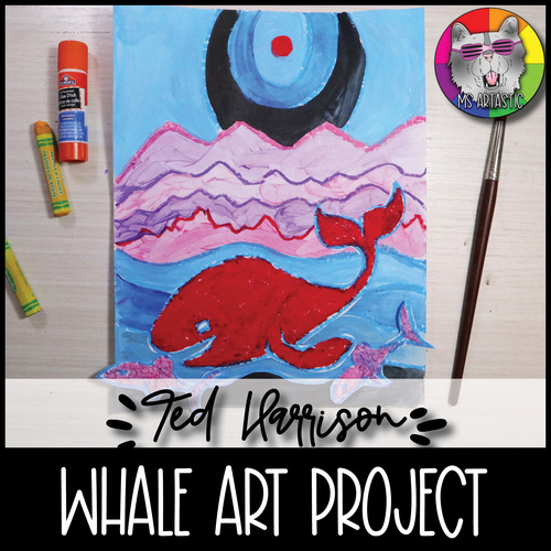 Preview of Ted Harrison Art Lesson, Whale Art Project Activity for Primary
