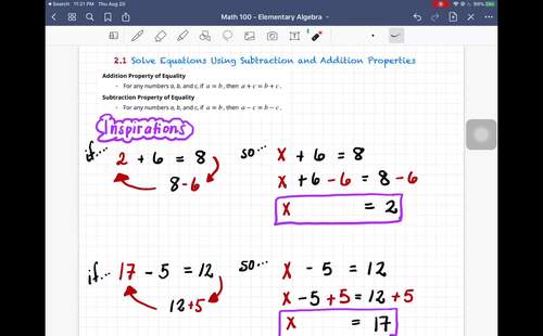 Preview of Chapter 2 Section 1 - Elementary Algebra