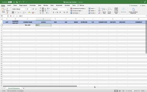 Evaluation Tracker | School Psychologist Forms by schoolpsychsoffice