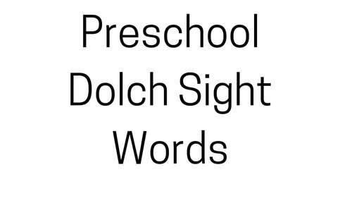 Preview of Preprimer Dolch Sight Words