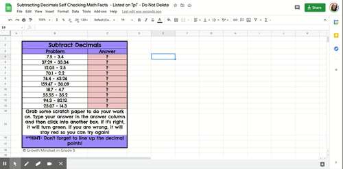 5th Grade Math Self Grading Google Sheets GROWING BUNDLE | TpT