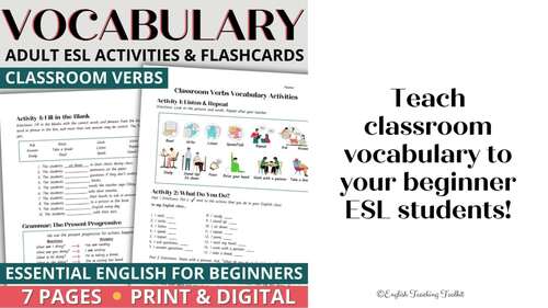 Beginner Adult ESL Vocabulary Activities Worksheets Flashcards ...