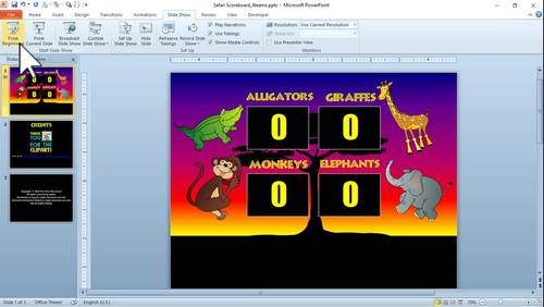 Basic 4 Team Scoreboard PPT - Safari Theme by The Time Flies Lesson