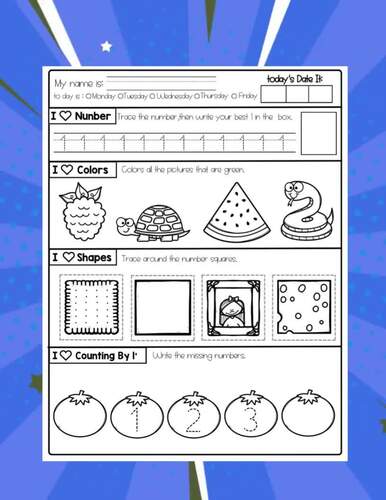 Kindergarten morning work worksheet | kindergarten math morning work