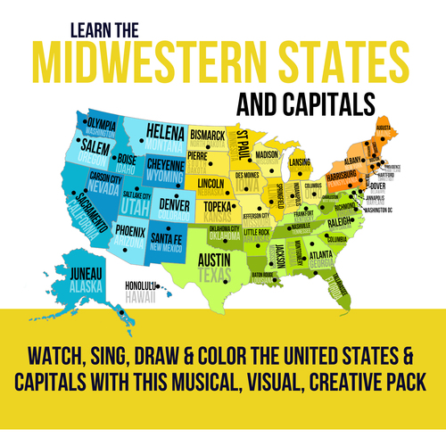 Preview of Midwestern States and Capitals Pack