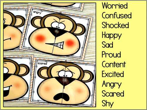 Emotion Matching Puzzles Feelings Emotions Make a Pair SEL Preschool Center