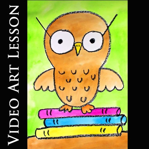 Preview of PROFESSOR OWL & BOOKS Art Project | Back to School Drawing & Painting Lesson