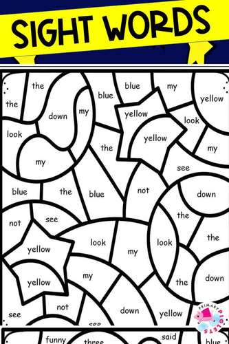 Outer Space Color by Code Sight Words Coloring Pages Preprimer Dolch Sheets
