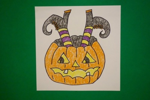 Preview of Let's Draw a Witch crashing into a Jack O'Lantern!