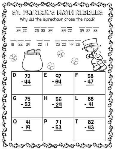 St. Patrick's Day Math Worksheets | Add. & Sub. | Print & Digital