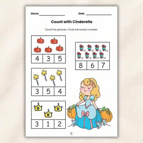 Kindergarten Cinderella Activity Pack | Number Sense | Tracing & Logic
