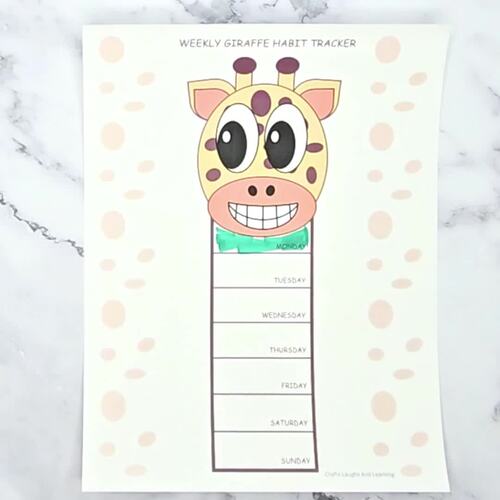 Giraffe Habit Tracker-Kids Printable Productivity Tool | TPT