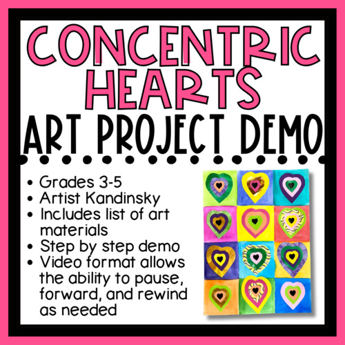 Preview of Art Project Teacher Demo - Concentric Hearts (Grades 3-5)