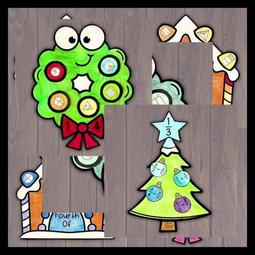 Christmas Wreath Math Craft | Fractions & Equal Parts by Typically Techy