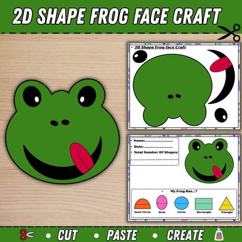 2D Shape Frog Craft | Cut & Paste Geometry | Geometry and Math for K-3rd
