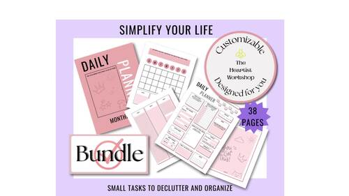 Pink ADHD Planner, Digital Download, Calendars