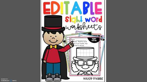 Editable Sight Word Worksheets by Kayse Morris - The CEO Teacher