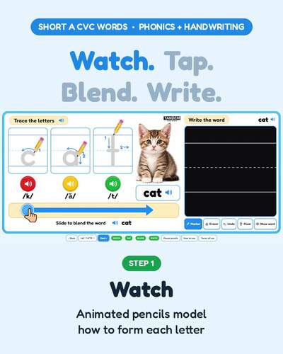 Short A CVC Words Interactive Phonics Game | Sound Blending & Letter ...