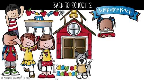 Back to School clip art Set 2 COLORED Version by Melonheadz Clipart