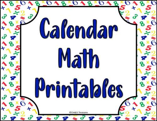 Calendar Math Bulletin Board Printables by Cindy's Treasures | TPT