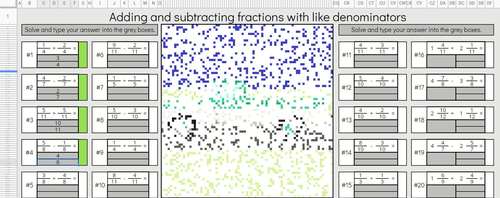 Digital Math Pixel Art | 5th Grade Fluency Adding and Subtracting Fractions