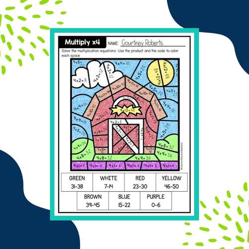 multiplication practice x4 worksheets task cards easel activity assessment