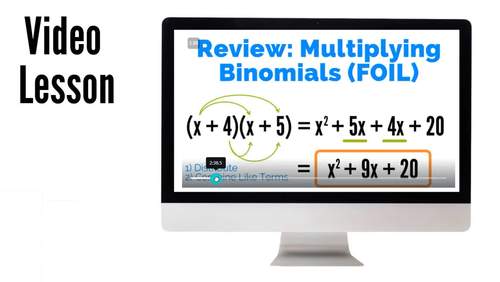 Factoring Quadratics Video Lesson with Study Guide and Digital Quiz