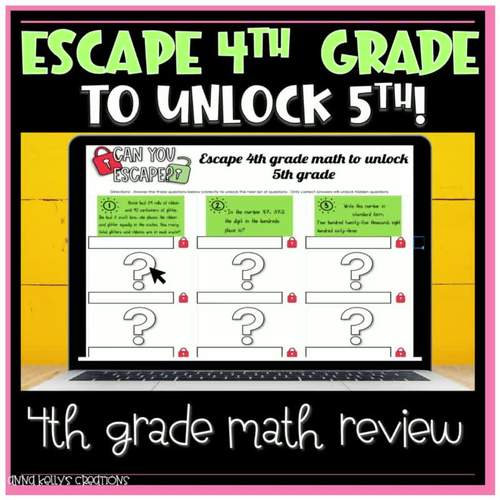 End of Year 4th Grade Math Review Practice Digital Escape Activity