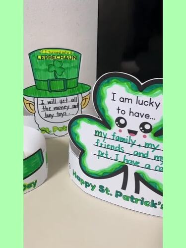 ST PATRICKS DAY CRAFT CROWN LEPRECHAUN HAT MARCH ACTIVITY KINDERGARTEN ...