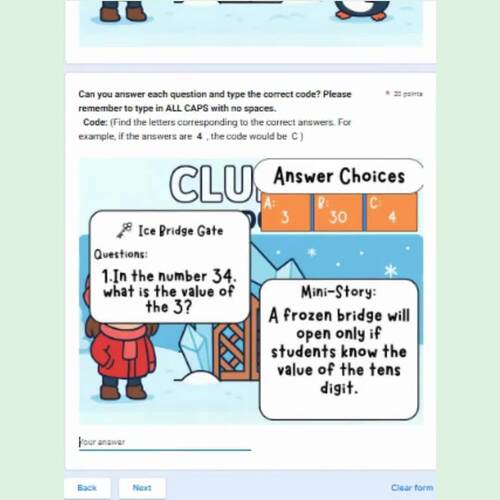 2nd Grade Winter Math Escape Room – Polar Village Place Value Quest