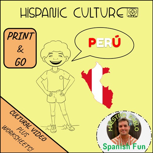 Preview of Perú! Hispanic Culture Video Lesson and Worksheets Ceviche recipe and música!