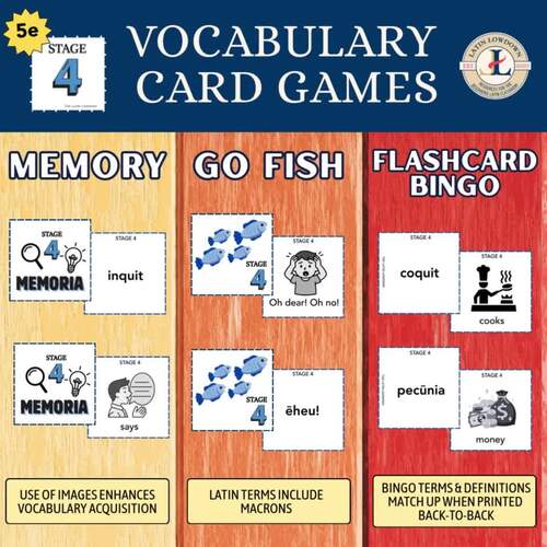 Vocabulary Card Games - CLC Stage 4 (5e) | TPT