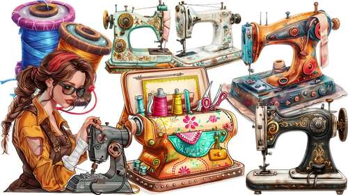 Watercolor Sewing Clipart Set of 20 Files by ArtisticTimberStudio