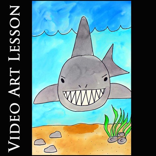 Preview of SHARK WEEK | Easy END OF THE YEAR Ocean SUMMER Drawing & Painting Project