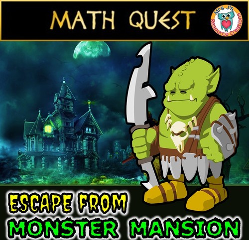 Preview of Escape Monster Mansion - Math Quest - Halloween Math worksheets