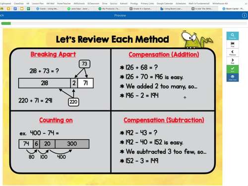 4th Grade Mental Math Strategies | Addition & Subtraction | Level 2 ...
