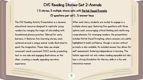 CVC Reading Stories & Answering Multiple Choice with Prompting 2(ABBLS-R, AFLS)