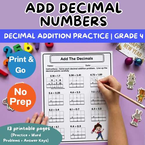 Adding Decimals to Tenths and Hundredths | Grade 4 Decimal Worksheets
