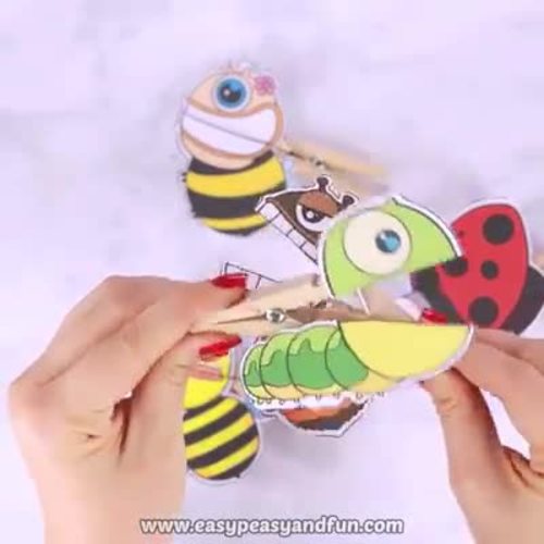 Bug Craft Clothespin Puppets Ladybug, Bee, Caterpillar, Butterfly