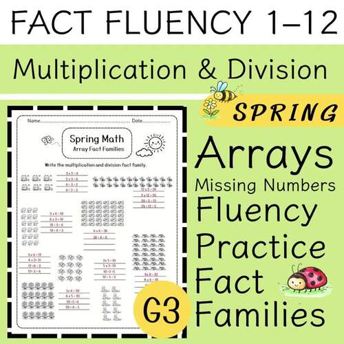 Spring Math Fact Fluency Mastery Bundle (Facts 1–12) 3rd Grade Worksheet