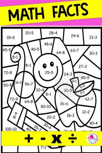 math facts worksheets color by number back to school basic facts bundle 5
