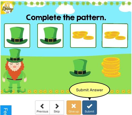 St. Patrick's Day Patterns Sequencing Patterns Boom Cards by Teacher Kimmy
