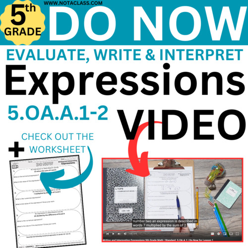 Preview of Do Now 5th Grade Math Video Evaluate, Write and Interpret Expressions