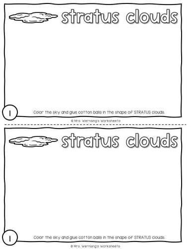 My Book of Clouds - KINDERGARTEN SCIENCE by Mrs Wernsings Worksheets