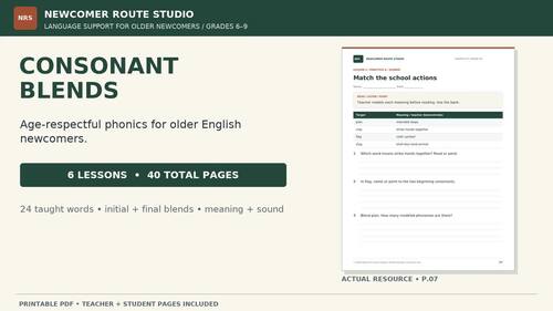 Consonant Blends for Older Newcomers | ESL Newcomers Grades 6-9 | TPT