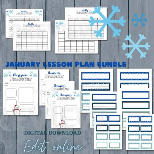 Lesson Plan Template, January Lesson Plan, Teacher Resource by Tres