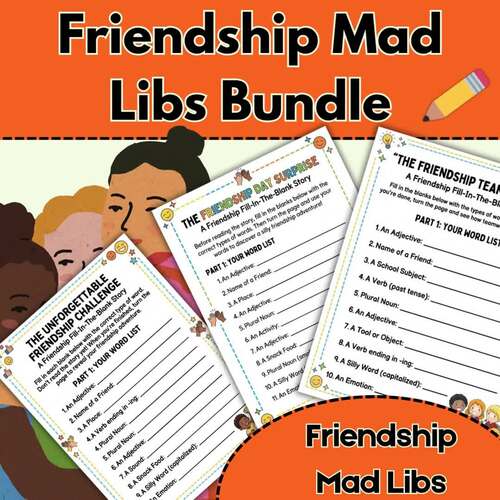 Friendship Mad Libs Bundle | Mad Libs Writing Activities | Grammar For ...