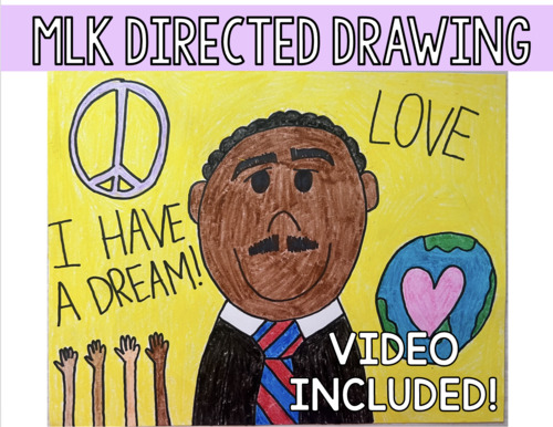 Preview of Martin Luther King Jr. Directed Drawing with follow along video