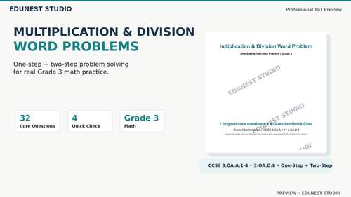 3rd Grade Multiplication & Division Word Problems | One & Two Step Practice
