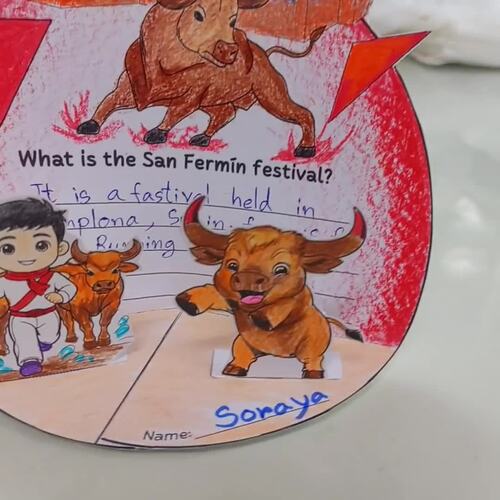 San Fermín 3D Craft : Writing Prompt Activities /Running of the Bulls